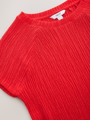 Red Raglan Short Sleeve Textured Top - Image 7 of 8