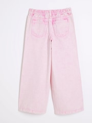 River Island Pink Girls White Wide Leg 100% Cotton Jeans - Image 2 of 4