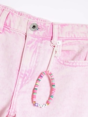 River Island Pink Girls White Wide Leg 100% Cotton Jeans - Image 3 of 4