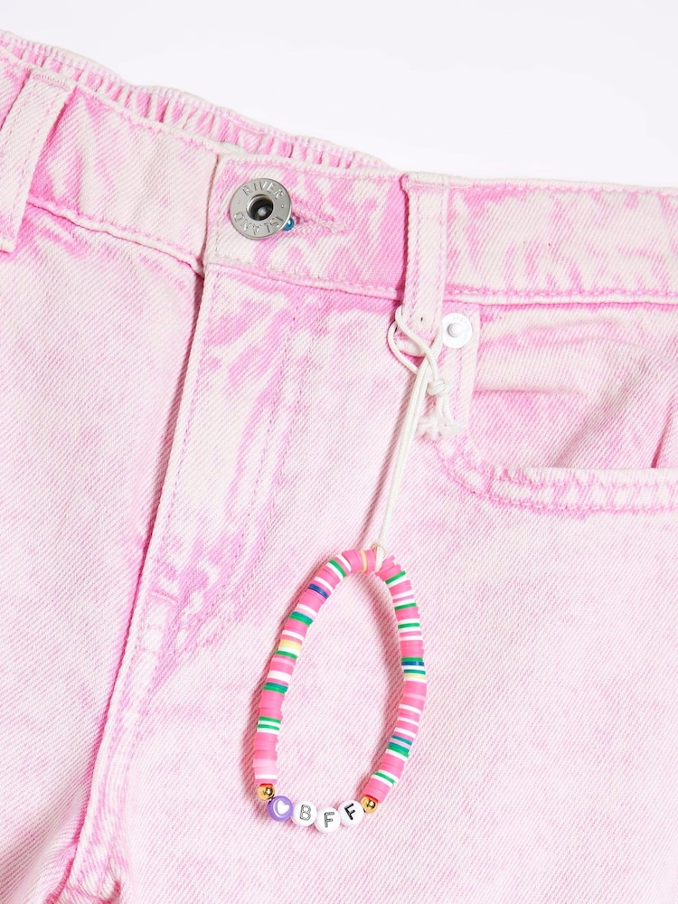 Roz - Blugi albi cu picior larg pentru fete River Island 100% bumbac - Image 3 of 4