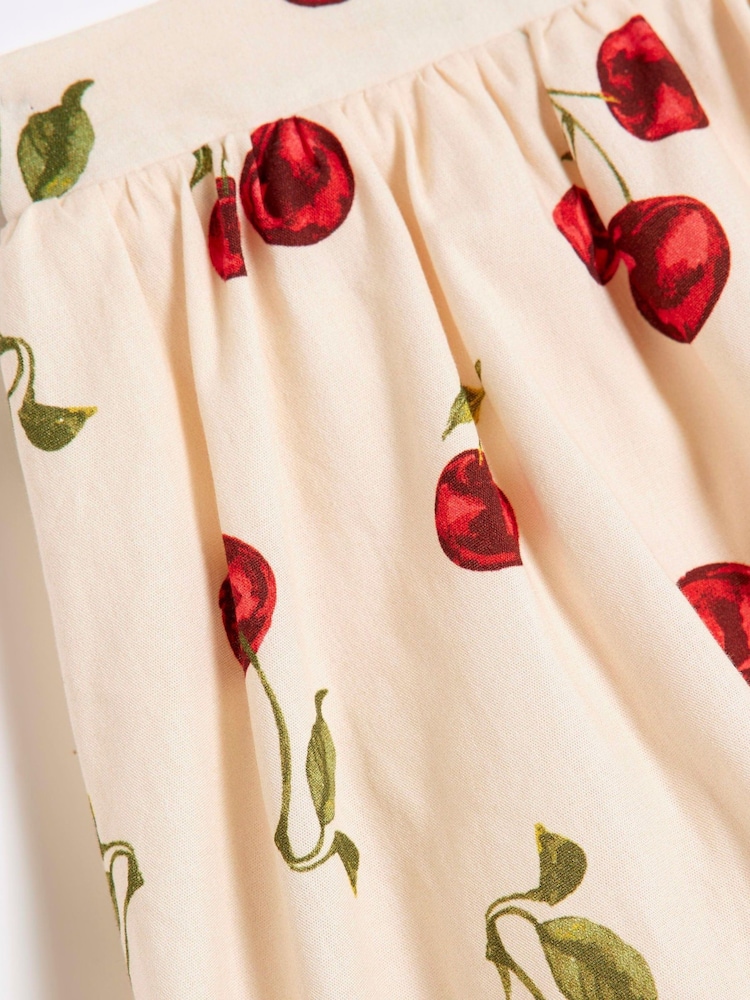 River Island Girls Cherry Puffball 100% Cotton Skirt - Image 2 of 3