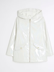 River Island White Girls Glitter Rain Mac - Image 1 of 4