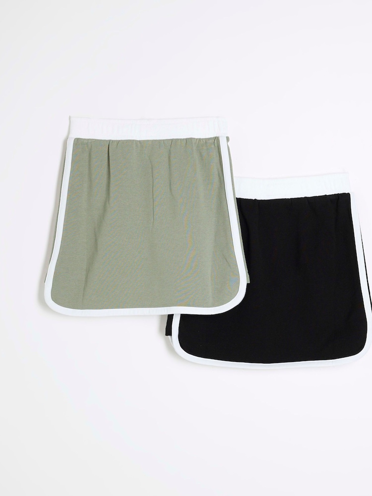 River Island Green Girls Runner 100% Cotton Skirts 2 Pack - Image 2 of 4 River Island Green Girls Runner 100% Cotton Skirts 2 Pack - Image 2 of 4