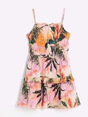 River Island Pink Girls Orchid Tiered Mini Dress - Image 1 of 4