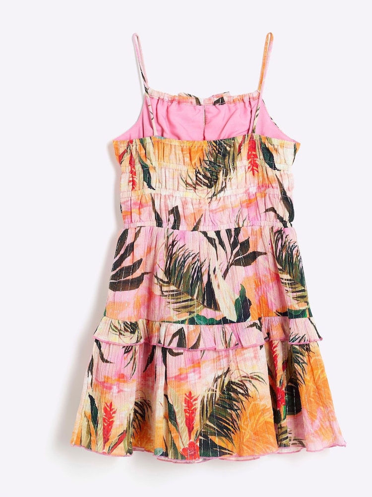 River Island Pink Girls Orchid Tiered Mini Dress - Image 2 of 4 River Island Pink Girls Orchid Tiered Mini Dress - Image 2 of 4