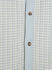 River Island Blue Boys Textured Revere Knit 100% Cotton Polo Shirt - Image 4 of 4