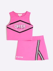 River Island Pink Girls 100% Cotton Active Cheer Skort Set - Image 1 of 5