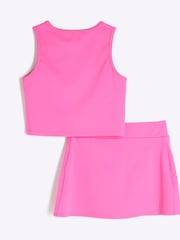 River Island Pink Girls 100% Cotton Active Cheer Skort Set - Image 2 of 5
