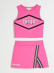 River Island Pink Girls 100% Cotton Active Cheer Skort Set - Image 3 of 5