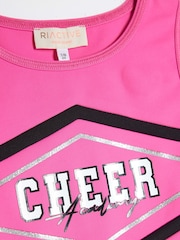 River Island Pink Girls 100% Cotton Active Cheer Skort Set - Image 5 of 5