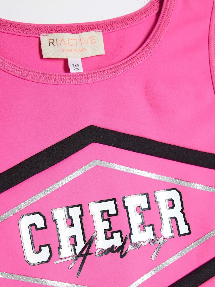River Island Pink Girls 100% Cotton Active Cheer Skort Set - Image 5 of 5