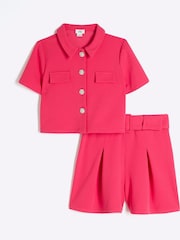 Комплект для девочек из 100% хлопка с поясом и шортами River Island - Изображение 1 из 3