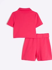 Комплект для девочек из 100% хлопка с поясом и шортами River Island - Изображение 2 из 3