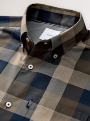 Navy/Neutral Check Regular Fit Easy Iron Button Down Oxford Shirt - Image 2 of 3