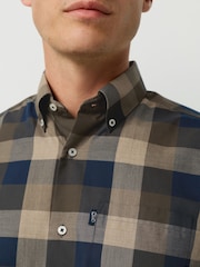 Navy/Neutral Check Regular Fit Easy Iron Button Down Oxford Shirt - Image 4 of 8