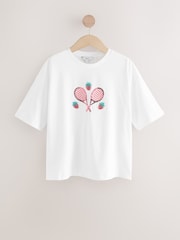 White Short Sleeve Embellished Tennis T-Shirt - Image 6 of 8