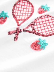 White Short Sleeve Embellished Tennis T-Shirt - Image 7 of 8