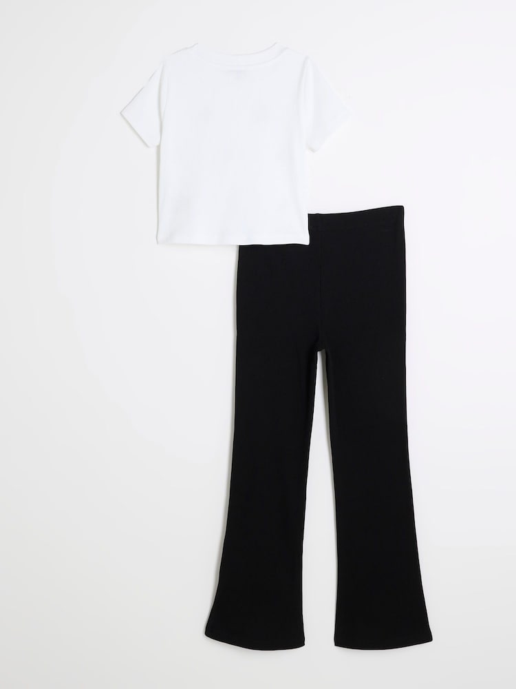 River Island Black Girls 100% Cotton Kickflare Set - Image 2 of 5 River Island Black Girls 100% Cotton Kickflare Set - Image 2 of 5