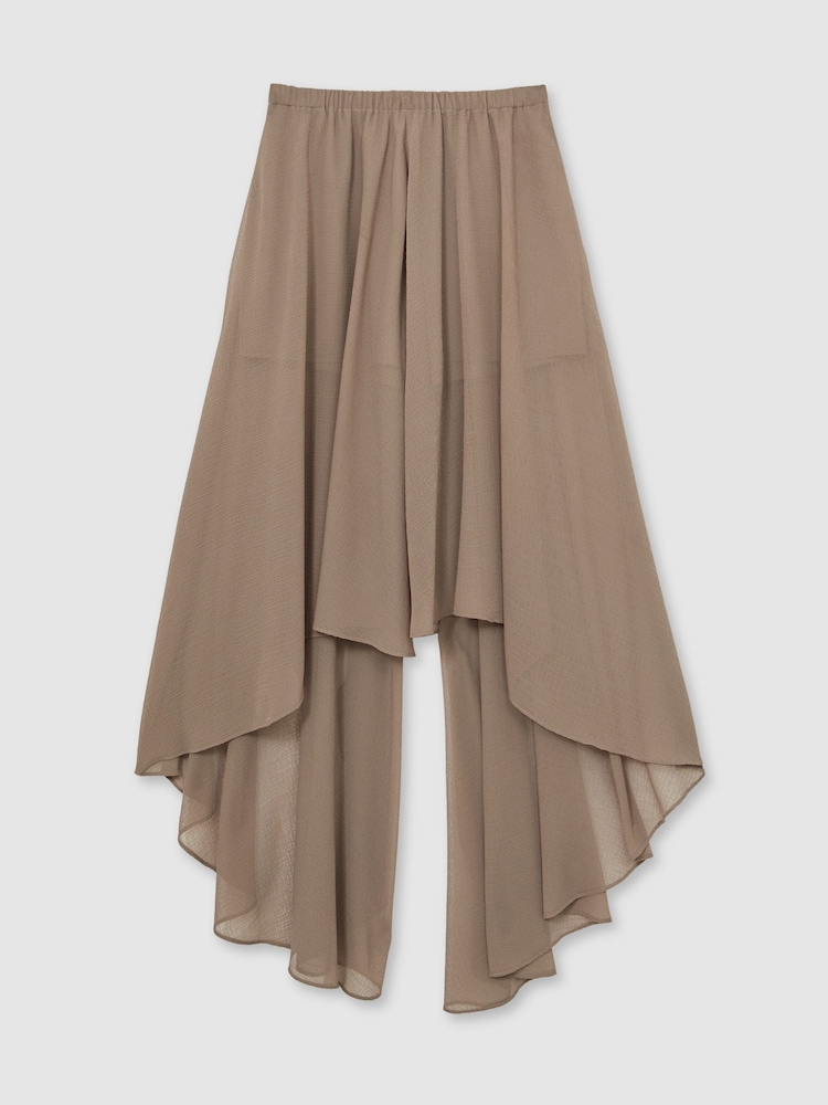 Reiss Mink Neutral Lucie Petite Sheer-Overlay High-Low Shorts - Image 2 of 7