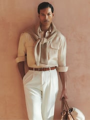 Reiss Stone Eze Linen Twin-Pocket Overshirt - Image 1 of 6