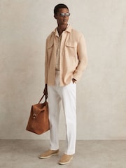 Reiss Stone Eze Linen Twin-Pocket Overshirt - Image 3 of 6