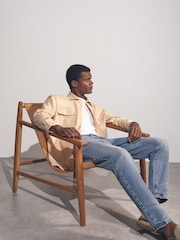 Reiss Stone Eze Linen Twin-Pocket Overshirt - Image 4 of 6