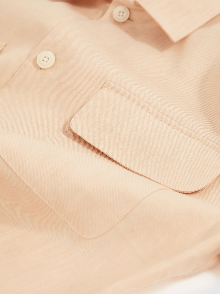 Reiss Stone Eze Linen Twin-Pocket Overshirt - Image 6 of 6