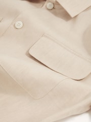 Reiss Stone Eze Linen Twin-Pocket Overshirt - Image 7 of 7