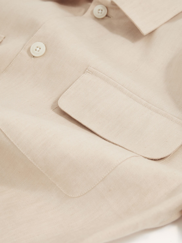 Reiss Stone Eze Linen Twin-Pocket Overshirt - Image 7 of 7 Reiss Stone Eze Linen Twin-Pocket Overshirt - Image 7 of 7