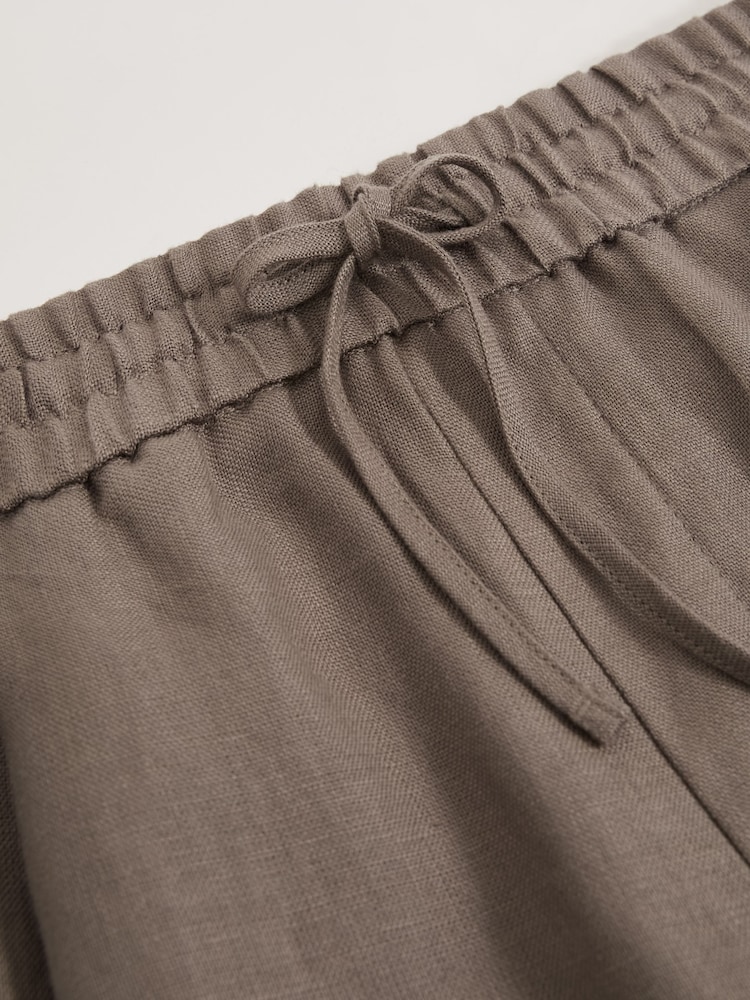 Reiss Mushroom Brown Barges Linen Drawstring Relaxed-Fit Trousers - Image 7 of 7 Reiss Mushroom Brown Barges Linen Drawstring Relaxed-Fit Trousers - Image 7 of 7