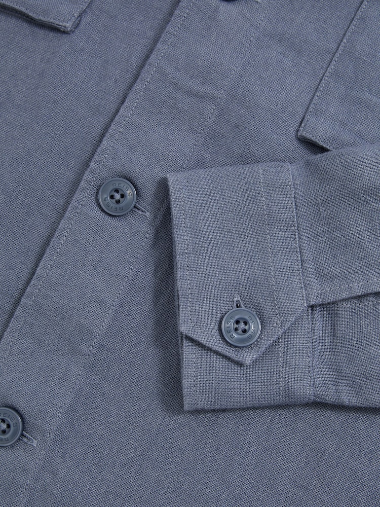 Airforce modra - Reiss Eze Linen Twin-Pocket Overshirt - Slika 6 iz 6
