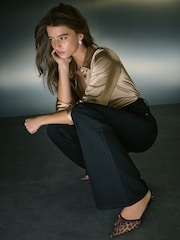 Black High Rise Stretch Flare Jeans - Image 5 of 9