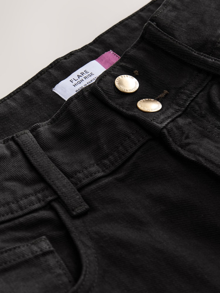 Black High Rise Stretch Flare Jeans - Image 9 of 9