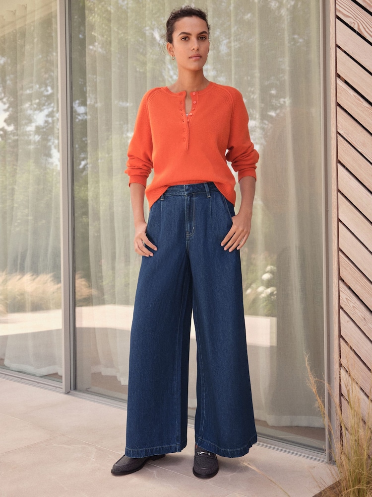 Rinse Blue N. Premium Palazzo Wide Leg Jeans - Image 1 of 14 Rinse Blue N. Premium Palazzo Wide Leg Jeans - Image 1 of 14