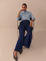 Rinse Blue N. Premium Palazzo Wide Leg Jeans - Image 7 of 14