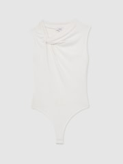 Reiss Ivory Fran Knot Detail Jersey Bodysuit - Image 2 of 6