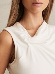 Reiss Ivory Fran Knot Detail Jersey Bodysuit - Image 3 of 6