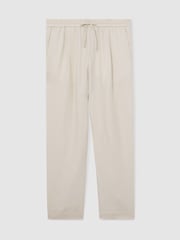 Reiss Stone Barges Linen Drawstring Relaxed-Fit Trousers - Image 2 of 6