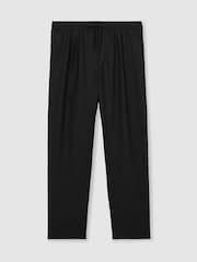Reiss Black Barges Linen Drawstring Relaxed-Fit Trousers - Image 2 of 7