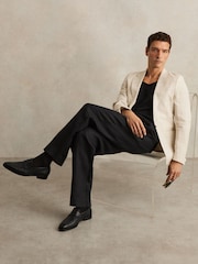 Reiss Black Barges Linen Drawstring Relaxed-Fit Trousers - Image 6 of 7