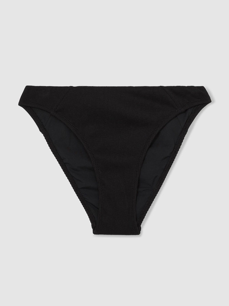 Reiss Black Dee Ribbed Bikini Bottoms - Image 2 of 5