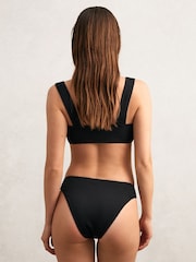 Reiss Black Dee Ribbed Lace-Up Bikini Top - Image 4 of 5