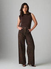 Leopard Print Hourglass Wide Leg Jeans - Image 1 of 8