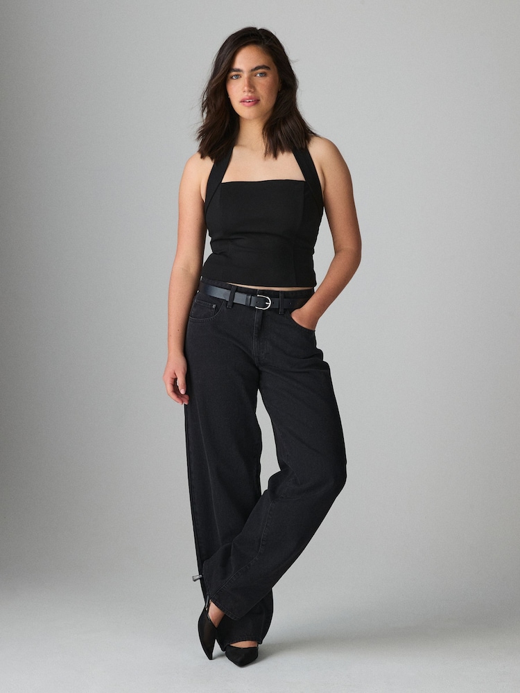 Washed Black Hourglass Baggy Wide Leg Jeans - Image 1 of 4