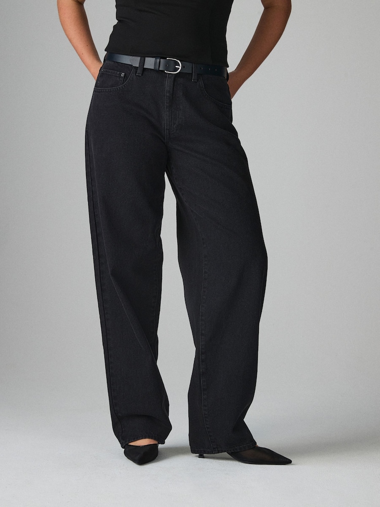 Washed Black Hourglass Baggy Wide Leg Jeans - Image 2 of 4