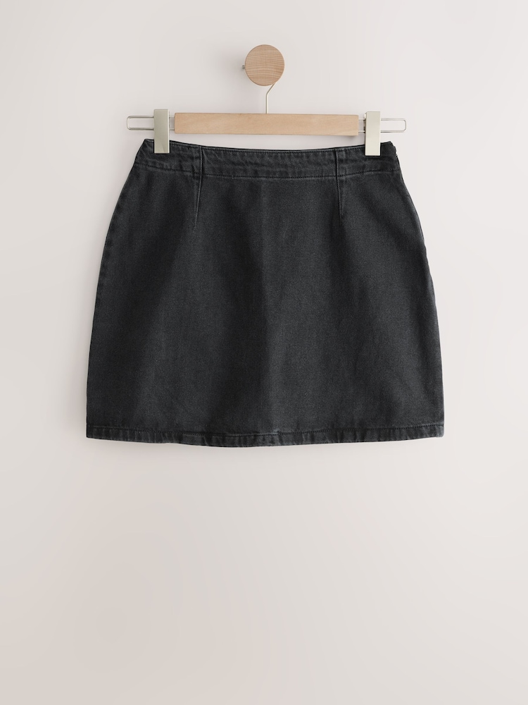 Black Mini Hourglass Denim Skirt - Image 1 of 3