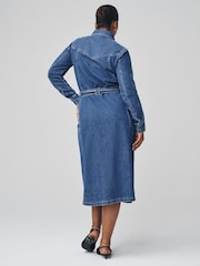 Dark Blue Fuller Bust Denim Maxi Shirt Dress - Image 2 of 7