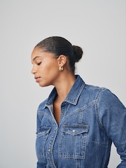 Dark Blue Fuller Bust Denim Maxi Shirt Dress - Image 3 of 7