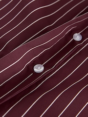 Burgundy Red Stripe Fitted Stretch Essential Long Sleeve Shirt - Image 7 of 8