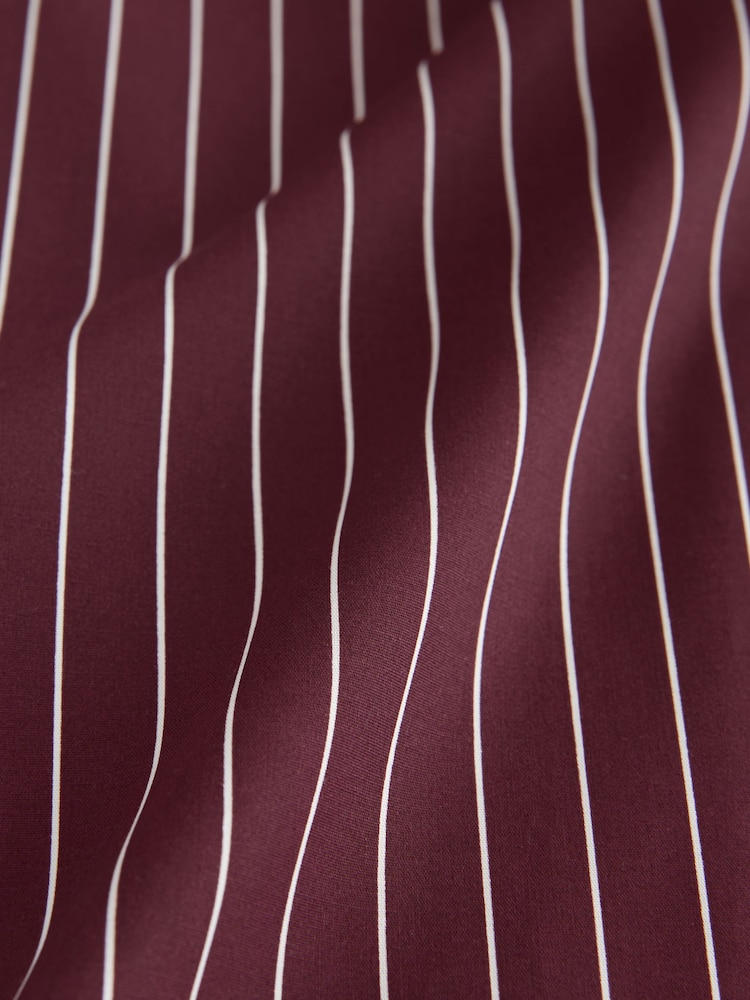 Burgundy Red Stripe Fitted Stretch Essential Long Sleeve Shirt - Image 8 of 8